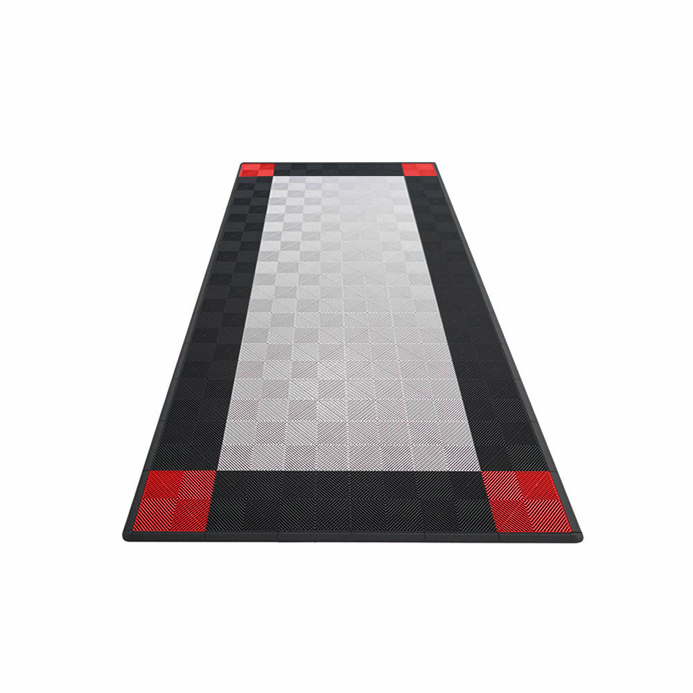 Swisstrax Single Car Garage Floor Mat In Ribtrax Pro Tiles (4 Corners - Black, Red, Grey)-MAT-RPM-4CNR300-Garage Giant