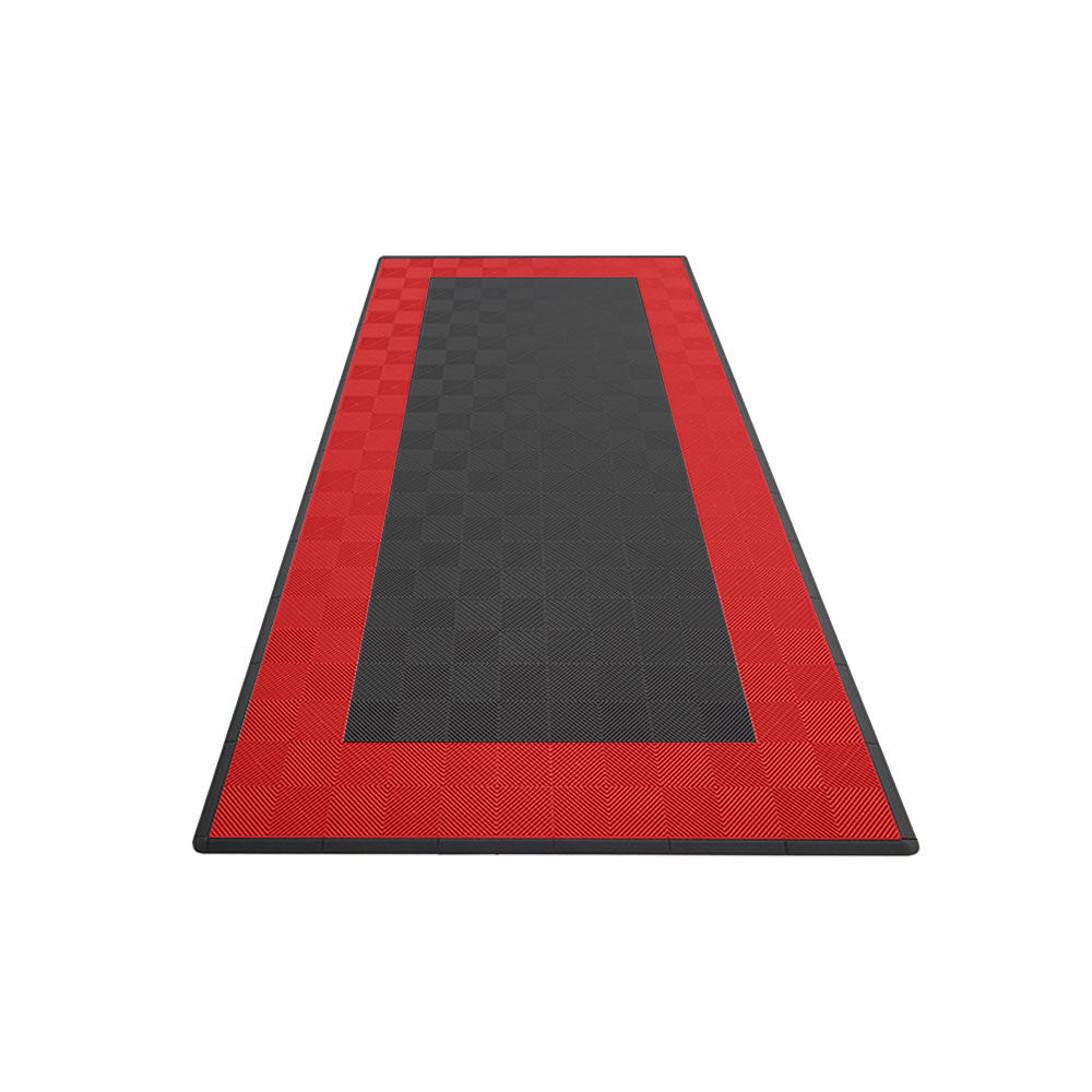 Swisstrax Single Car Garage Floor Mat In Ribtrax Pro Tiles (Border - Black, Red)-MAT-RPM-BRDR300-Garage Giant