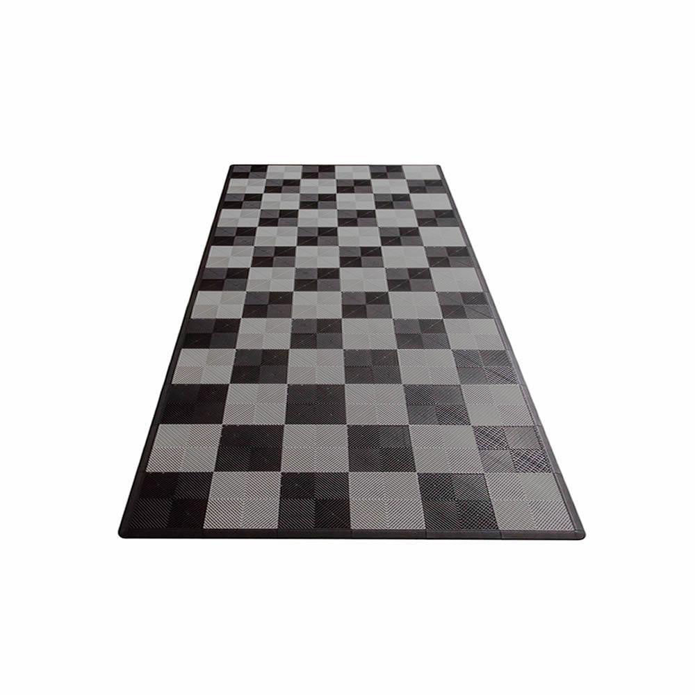 Swisstrax Single Car Garage Floor Mat In Ribtrax Pro Tiles (Checkered - Black, Grey)-MAT-RPM-CHKR200-Garage Giant