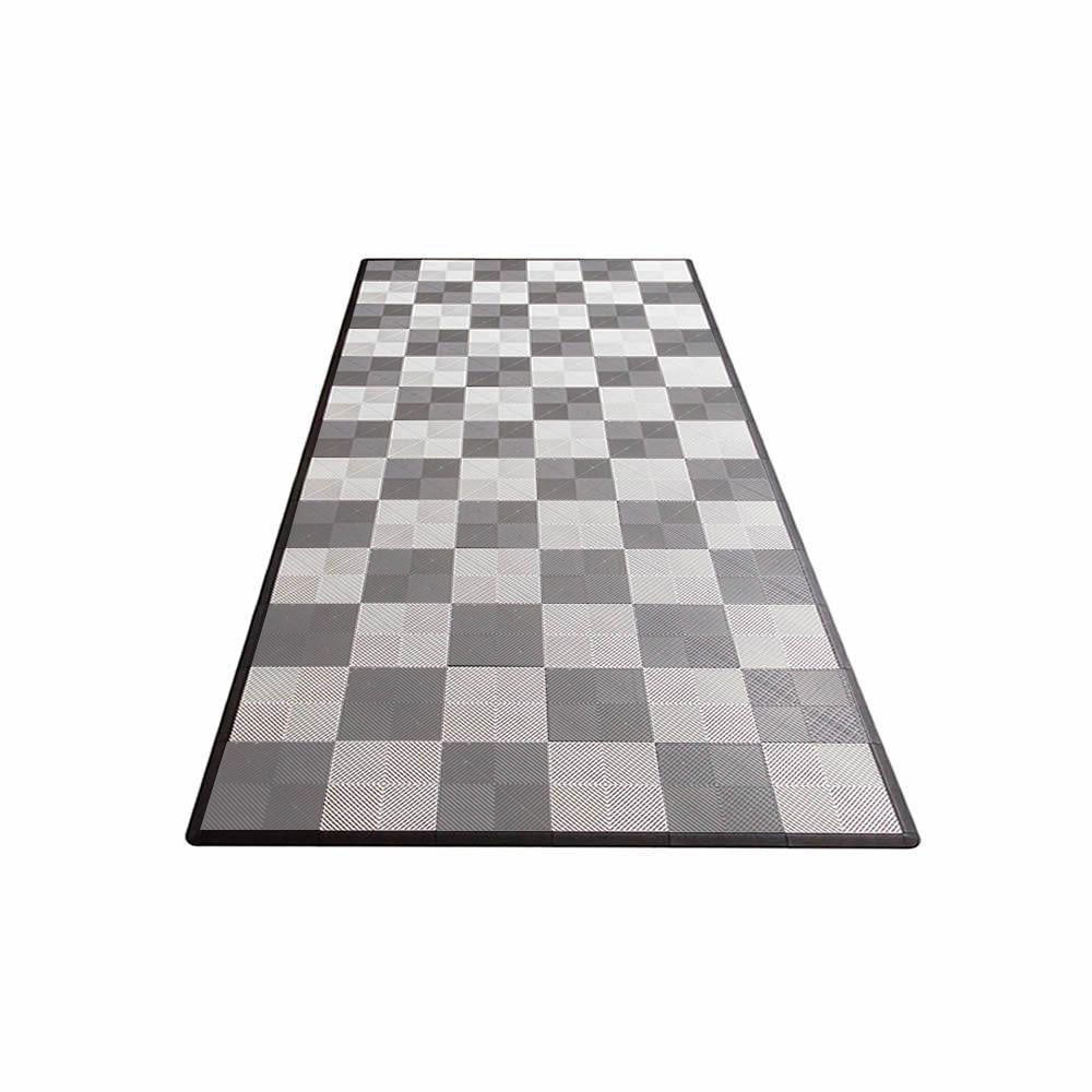 Swisstrax Single Car Garage Floor Mat In Ribtrax Pro Tiles (Checkered - Grey, Silver)-MAT-RPM-CHKR204-Garage Giant