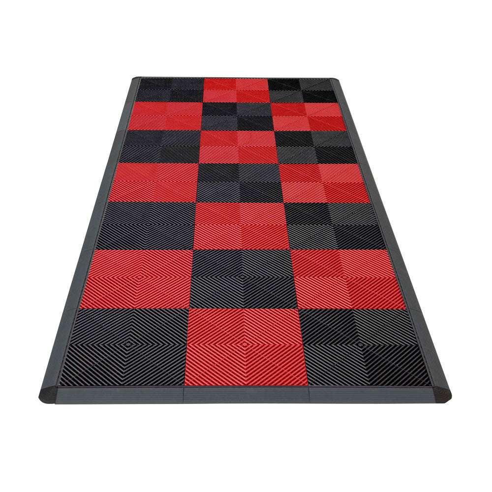 Swisstrax Motorcycle Garage Floor Mat In Ribtrax Pro Tiles (Checkered - Black, Red)-MAT-RPS-CHKR300-Garage Giant