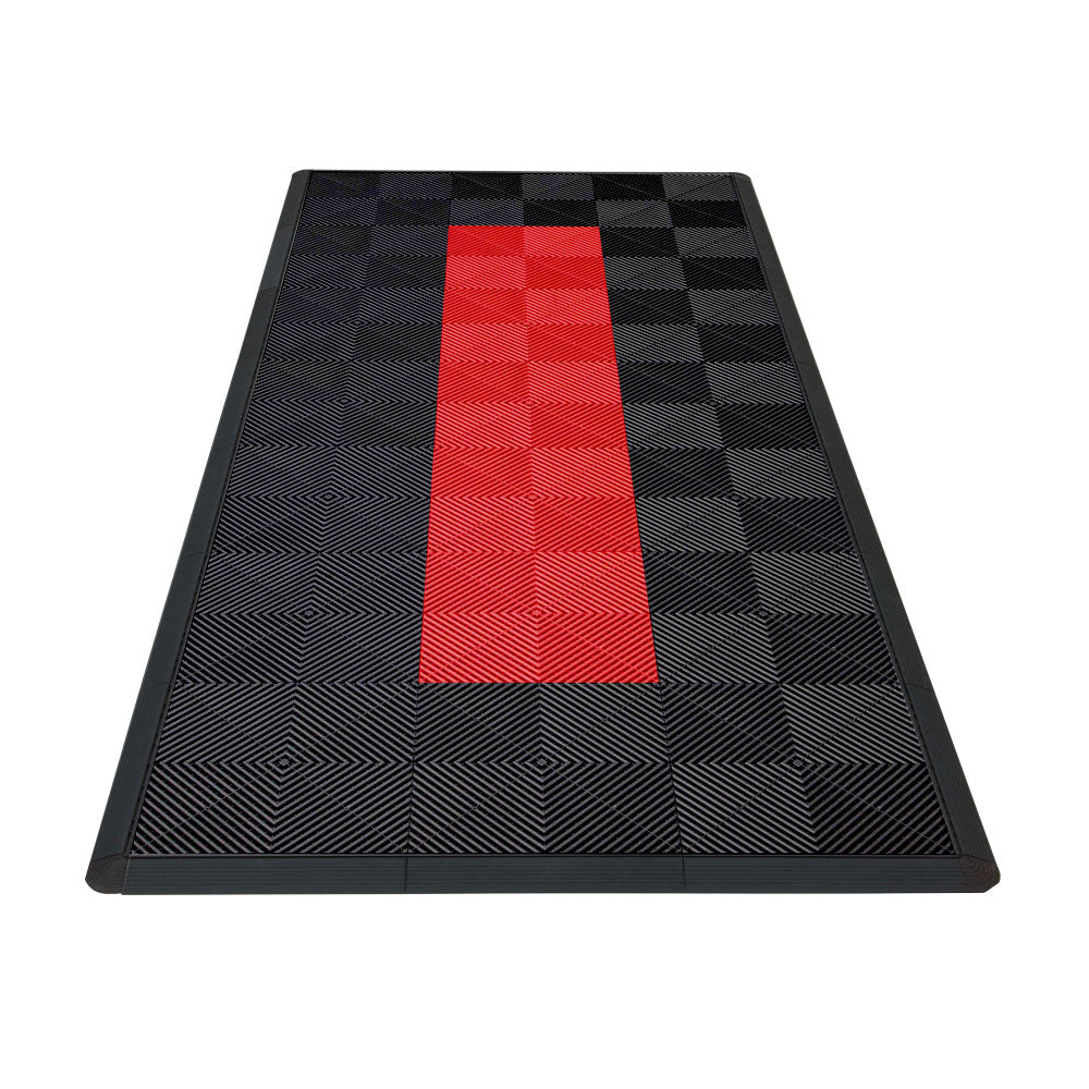 Swisstrax Motorcycle Garage Floor Mat In Ribtrax Pro Tiles (Runner - Black, Red)-MAT-RPS-RUNR300-Garage Giant
