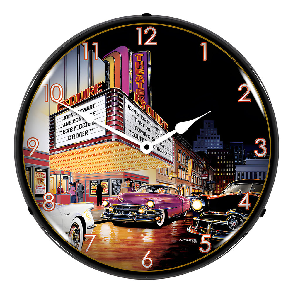Collectable Sign and Clock Esquire Theatre Backlit Wall Clock-MGL1209401-Garage Giant