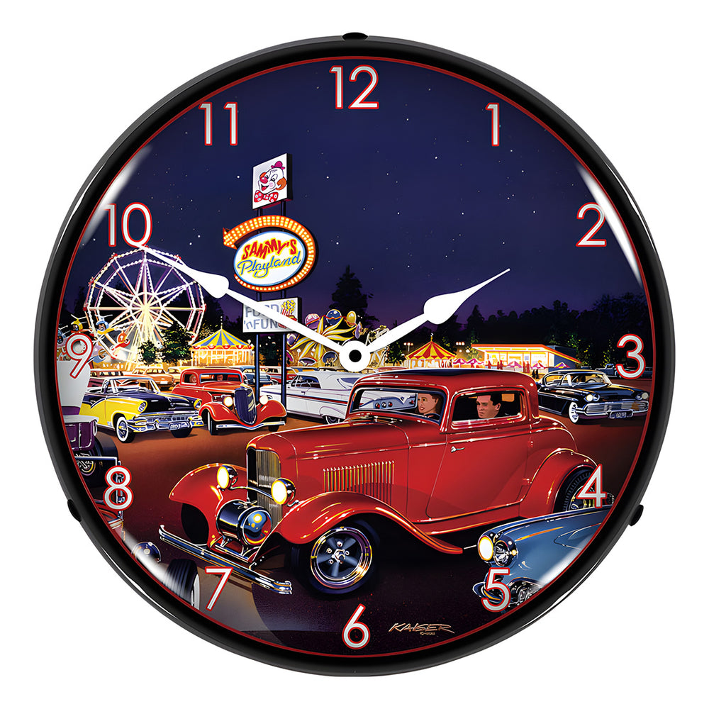 Collectable Sign and Clock Sammys Playland Backlit Wall Clock-MGL1209405-Garage Giant