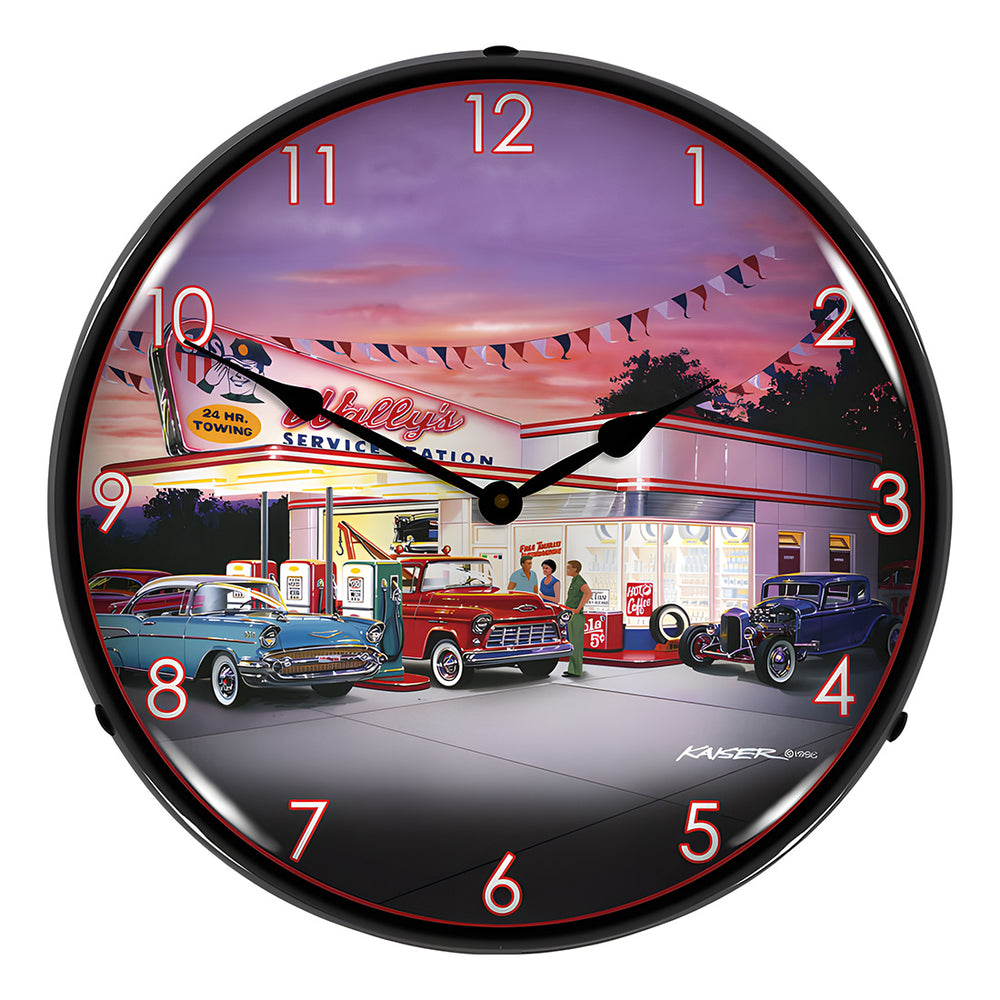 Collectable Sign and Clock Wallys Backlit Wall Clock-MGL1209408-Garage Giant