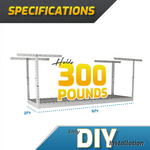 MonsterRAX 2' x 6' Overhead Storage Rack with 12-24-Inch Drop (White)-MR-2x6-W-Pack-12-Garage Giant 