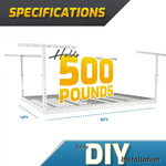 MonsterRAX 4' x 6' Overhead Storage Rack with 12-24-Inch Drop (White)-MR-4x6-W-Pack-12-Garage Giant 