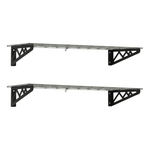 MonsterRAX 12" x 36" Wall Mounted Garage Shelves with Hooks (Hammertone)-MR-WS1-12x36-H-Garage Giant 