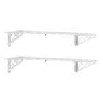 MonsterRAX 12" x 36" Wall Mounted Garage Shelves with Hooks (White)-MR-WS1-12x36-W-Garage Giant 