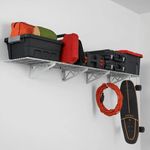 MonsterRAX 12" x 36" Wall Mounted Garage Shelves with Hooks (White)-MR-WS1-12x36-W-Garage Giant 
