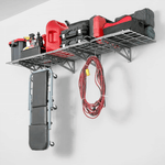 MonsterRAX 18" x 36" Wall Mounted Garage Shelves with Hooks (Hammertone)-MR-WS1-18x36-H-Garage Giant 
