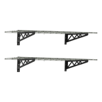 MonsterRAX 18" x 48" Wall Mounted Garage Shelves with Hooks (Hammertone)-MR-WS1-18x48-H-Garage Giant 