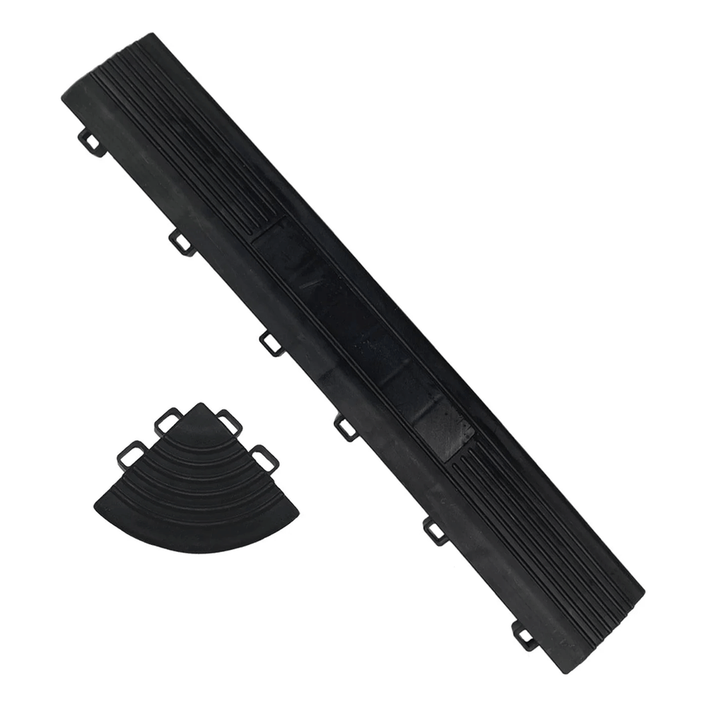 MonsterRAX Interlocking Black Garage Floor Tiles Edge and Corner Kit (Female - Looped)-MR-GF-FEMALE-16B-Garage Giant