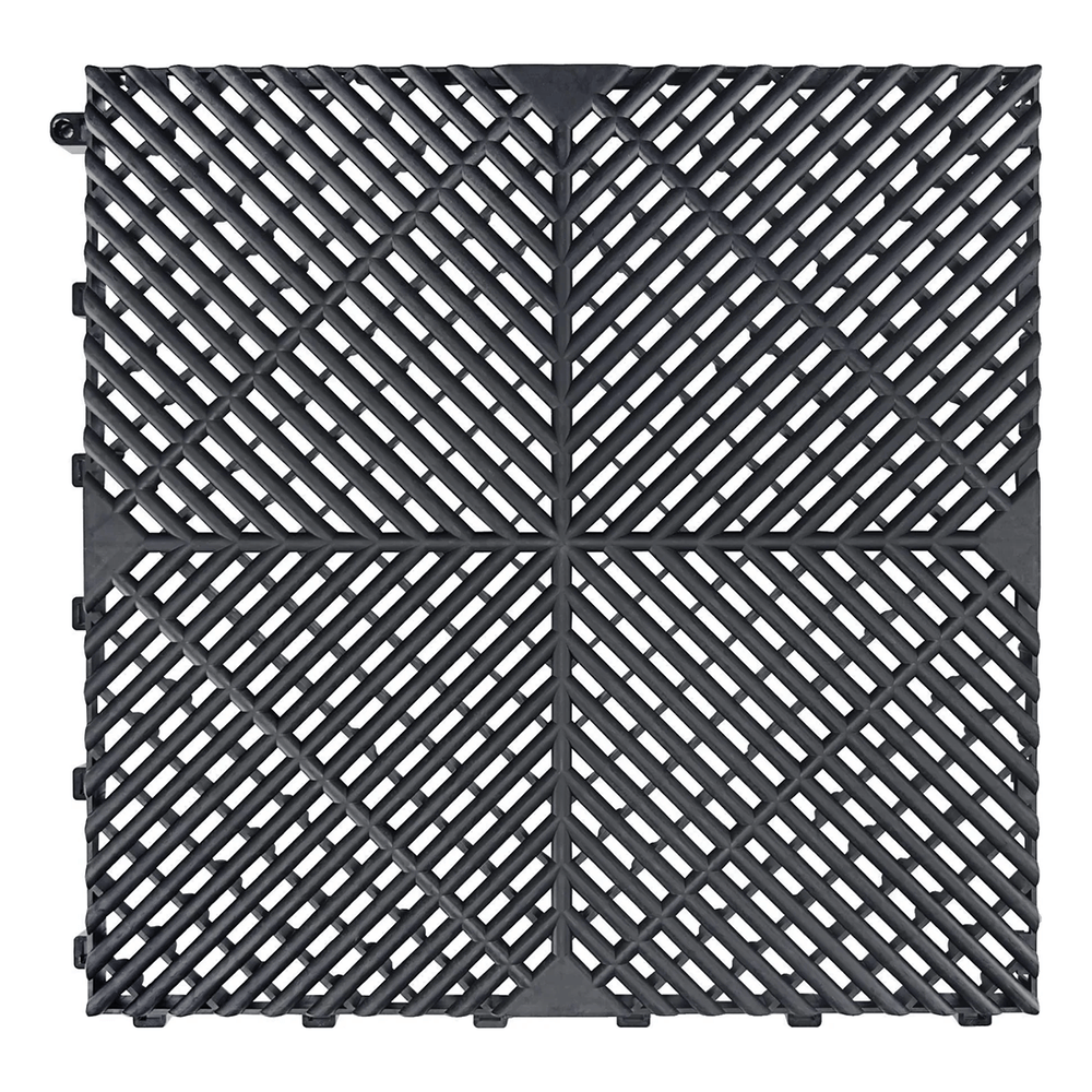 MonsterRAX Interlocking Black Garage Floor Tiles (16 Pack)-MR-GF-RIB-16B-Garage Giant
