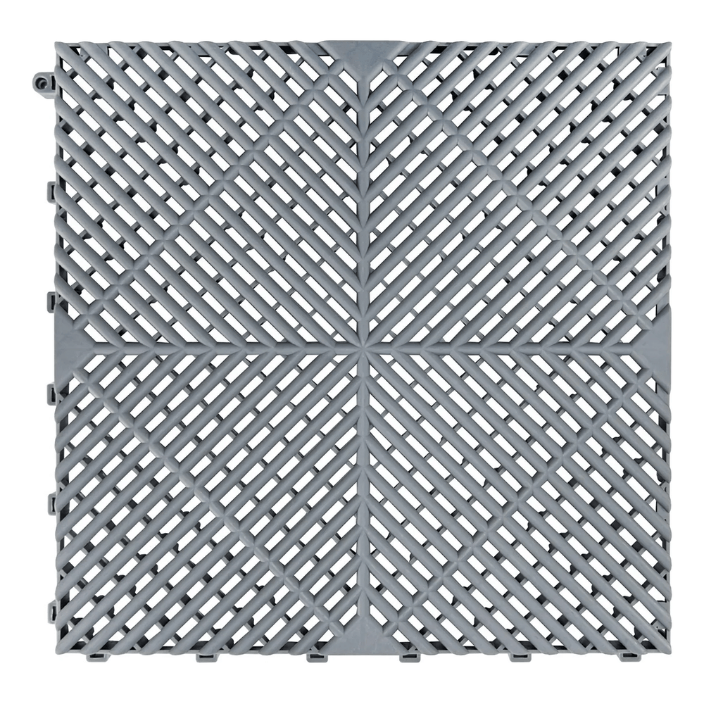 MonsterRAX Interlocking Grey Garage Floor Tiles (16 Pack)-MR-GF-RIB-16G-Garage Giant
