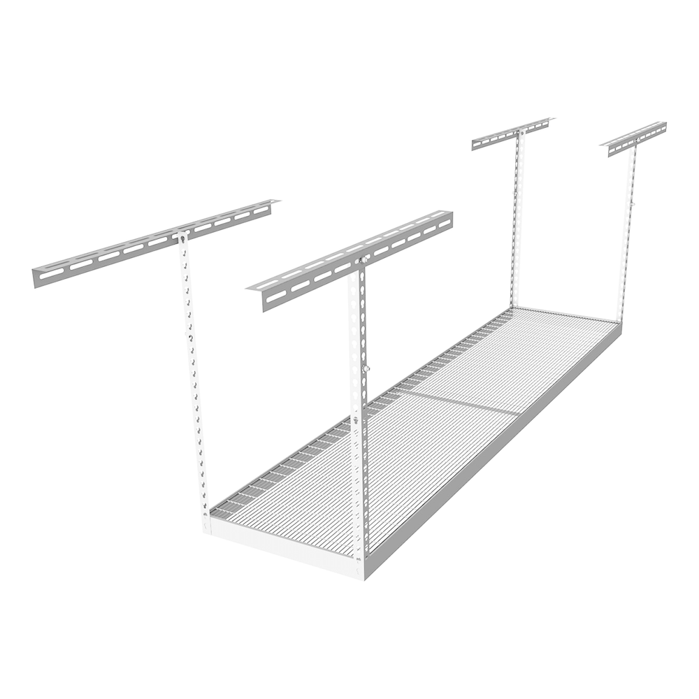 MonsterRAX 2' x 8' Overhead Storage Rack with 24-45-Inch Drop (White)-MR-SB-28PK-W-Pack-24-Garage Giant