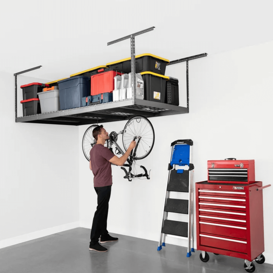 MonsterRAX 4' x 8' Overhead Storage Rack with 24-45-Inch Drop ...
