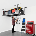 MonsterRAX 4' x 8' Overhead Storage Rack with 24-45-Inch Drop and 5 Red Bins (Hammertone)-MR-SB-48PKBR-H-Pack-24-Garage Giant 