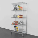 MonsterRAX 18" x 36" x 72" Rolling 5-Tier Wire Shelving Rack (Zinc)-MR-WS-361872-ZW5-Garage Giant 