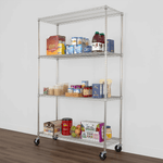MonsterRAX 18" x 48" x 72" Rolling 4-Tier Wire Shelving Rack (Zinc)-MR-WS-481872-ZW4-Garage Giant 