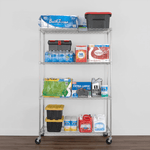 MonsterRAX 18" x 48" x 72" Rolling 4-Tier Wire Shelving Rack (Zinc)-MR-WS-481872-ZW4-Garage Giant 