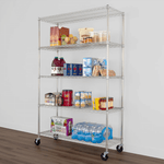 MonsterRAX 18" x 48" x 72" Rolling 5-Tier Wire Shelving Rack (Zinc)-MR-WS-481872-ZW5-Garage Giant 