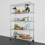 MonsterRAX 18" x 48" x 72" Rolling 5-Tier Wire Shelving Rack (Zinc)-MR-WS-481872-ZW5-Garage Giant 