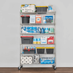 MonsterRAX 18" x 48" x 72" Rolling 6-Tier Wire Shelving Rack (Zinc)-MR-WS-481872-ZW6-Garage Giant 