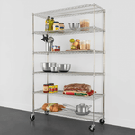 MonsterRAX 18" x 48" x 72" Rolling 6-Tier Wire Shelving Rack (Zinc)-MR-WS-481872-ZW6-Garage Giant 