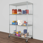 MonsterRAX 24" x 48" x 72" Rolling 4-Tier Wire Shelving Rack (Zinc)-MR-WS-482472-ZW4-Garage Giant 