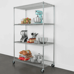 MonsterRAX 24" x 48" x 72" Rolling 4-Tier Wire Shelving Rack (Zinc)-MR-WS-482472-ZW4-Garage Giant 