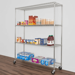 MonsterRAX 18" x 60" x 72" Rolling 4-Tier Wire Shelving Rack (Zinc)-MR-WS-601872-ZW4-Garage Giant 