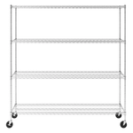 MonsterRAX 18" x 72" x 72" Rolling 4-Tier Wire Shelving Rack (Zinc)-MR-WS-721872-ZW4-Garage Giant 
