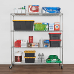 MonsterRAX 18" x 72" x 72" Rolling 4-Tier Wire Shelving Rack (Zinc)-MR-WS-721872-ZW4-Garage Giant 