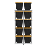 MonsterRAX 12 Gallon Storage Bin Rack with Yellow Lid Bins (Zinc)-MR-WS-BR12-Z5-BY10PK-Combo-Garage Giant 