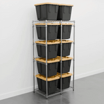 MonsterRAX 12 Gallon Storage Bin Rack with Yellow Lid Bins (Zinc)-MR-WS-BR12-Z5-BY10PK-Combo-Garage Giant 