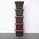 MonsterRAX Storage Bin Rack with Red Lid Bins (Zinc)-MR-WS-BR27-Z5-BR5PK-Combo-Garage Giant 