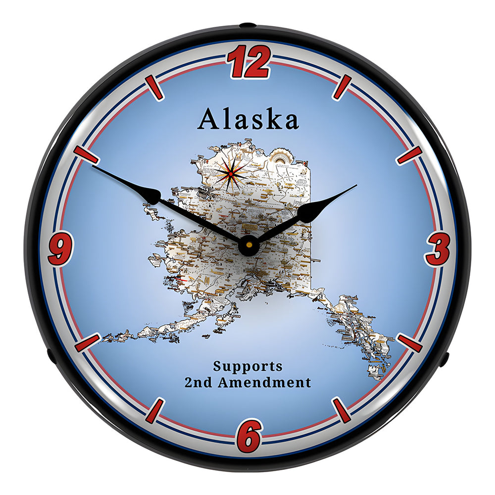 Collectable Sign and Clock Alaska Supports the 2nd Amendment Backlit Wall Clock-N20031025-Garage Giant