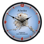 Collectable Sign and Clock Alaska Supports the 2nd Amendment Backlit Wall Clock-N20031025-Garage Giant 
