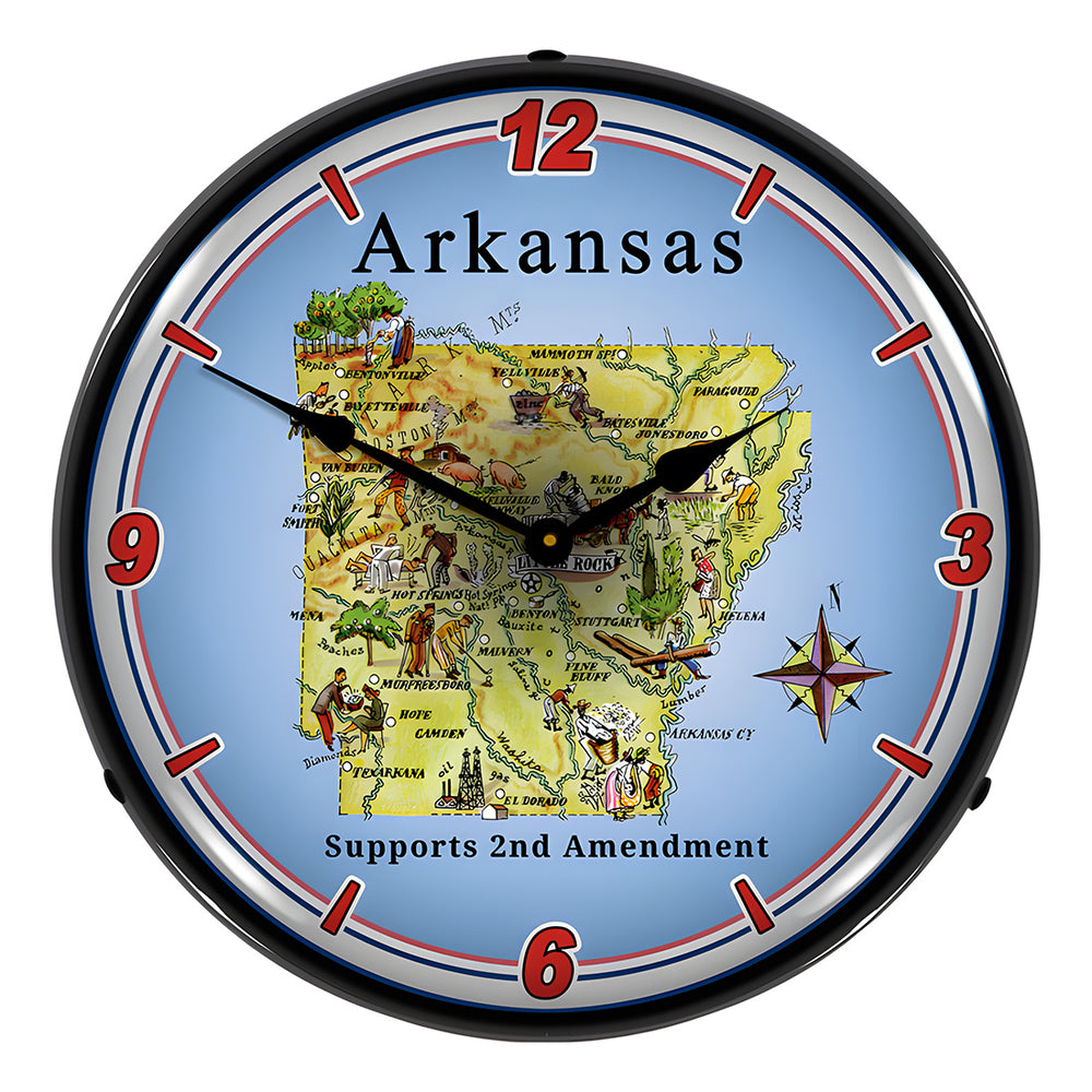 Collectable Sign and Clock Arkansas Supports the 2nd Amendment Backlit Wall Clock-N20031027-Garage Giant