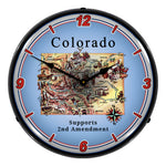 Collectable Sign and Clock Colorado Supports the 2nd Amendment Backlit Wall Clock-N20031029-Garage Giant 