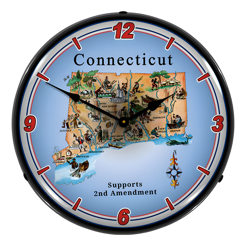 Collectable Sign and Clock Connecticut Supports the 2nd Amendment Backlit Wall Clock-N20031030-Garage Giant