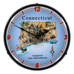 Collectable Sign and Clock Connecticut Supports the 2nd Amendment Backlit Wall Clock-N20031030-Garage Giant 