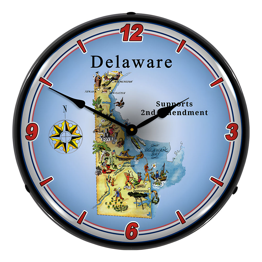Collectable Sign and Clock Delaware Supports the 2nd Amendment Backlit Wall Clock-N20031031-Garage Giant