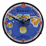 Collectable Sign and Clock Hawaii Supports the 2nd Amendment Backlit Wall Clock-N20031034-Garage Giant 