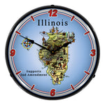 Collectable Sign and Clock Illinois Supports the 2nd Amendment Backlit Wall Clock-N20031036-Garage Giant 