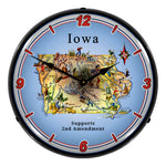 Collectable Sign and Clock Iowa Supports the 2nd Amendment Backlit Wall Clock-N20031038-Garage Giant 
