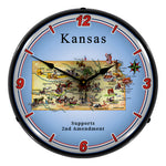 Collectable Sign and Clock Kansas Supports the 2nd Amendment Backlit Wall Clock-N20031039-Garage Giant 