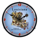 Collectable Sign and Clock Louisiana Supports the 2nd Amendment Backlit Wall Clock-N20031041-Garage Giant 