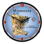 Collectable Sign and Clock Minnesota Supports the 2nd Amendment Backlit Wall Clock-N20031046-Garage Giant 